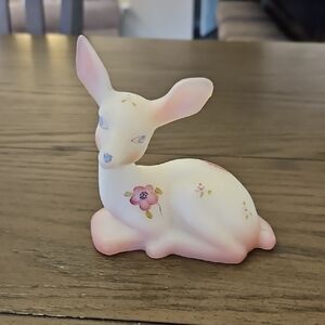 Fenton Satin Glass Figurine - Hand Painted - Vintage